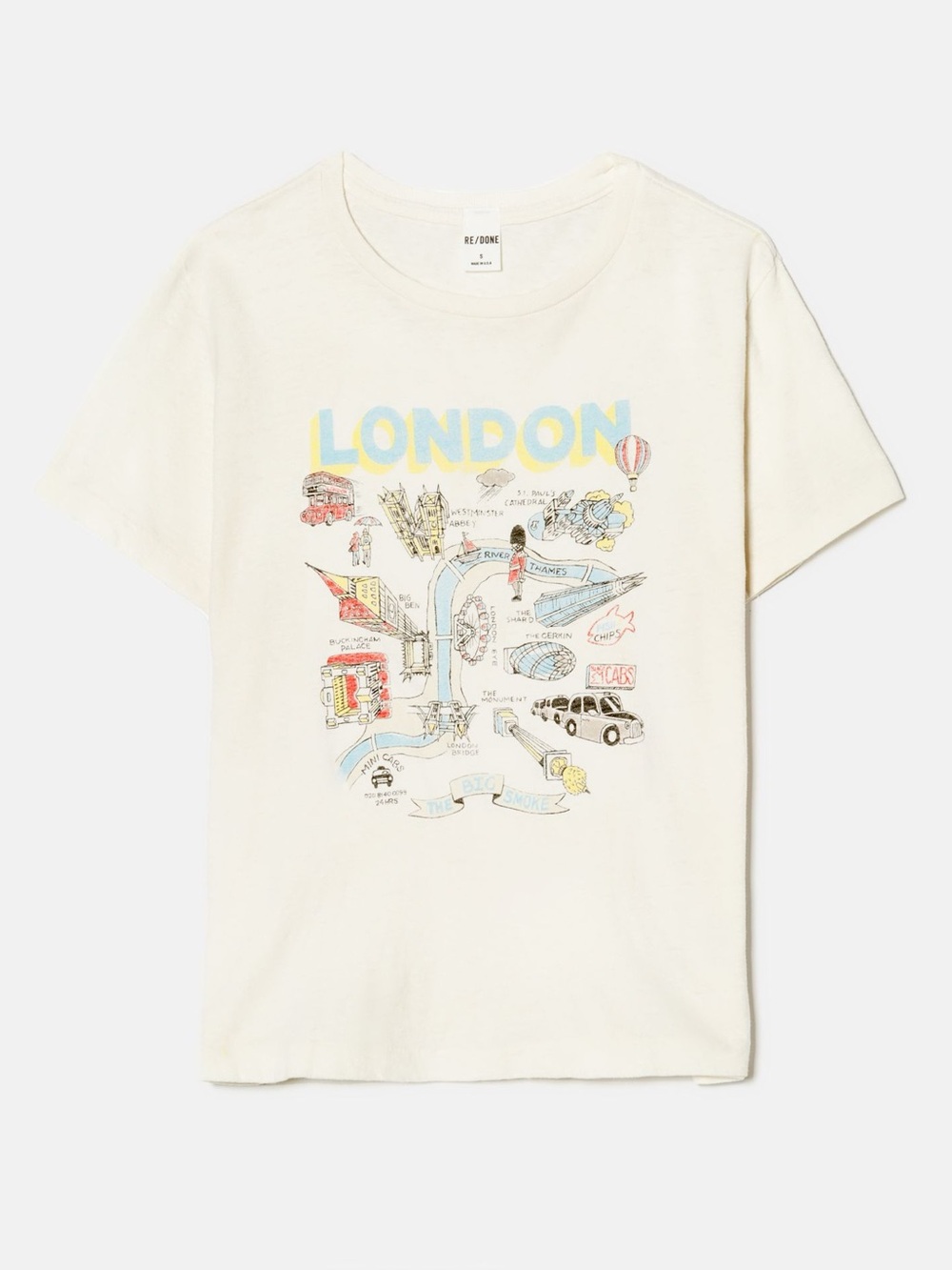 Re/done London Classic Graphic T-Shirt - Vintage White